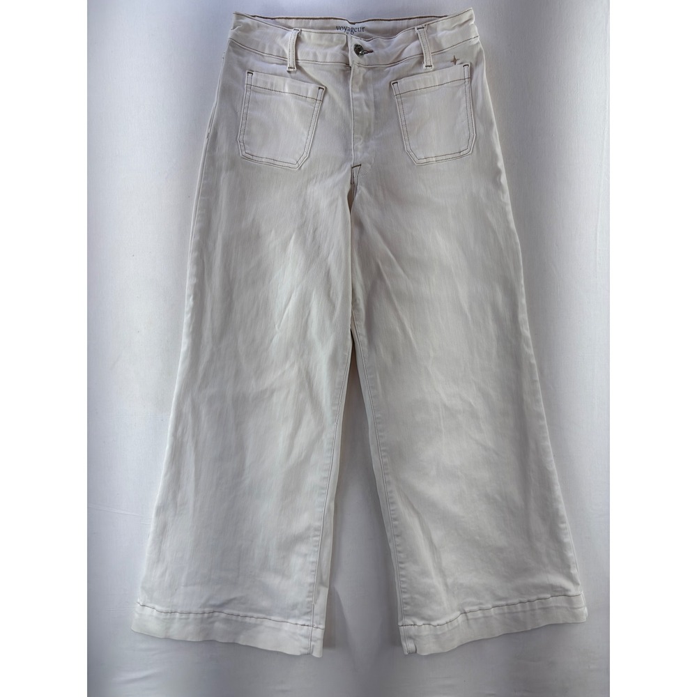 Voyageur by Mersea Womens Cream Wide Leg Crop Denim Pants Off White Size 29